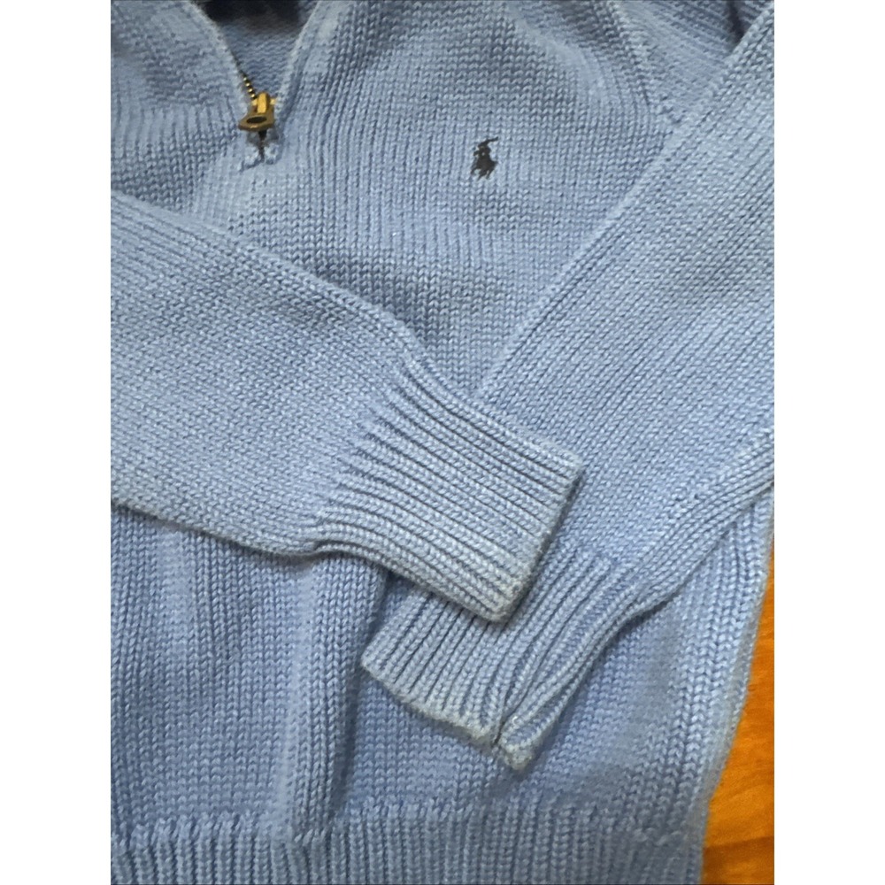 Blue Polo Ralph Lauren Boys' Cotton‎ Interlock Quarter-Zip Pullover Size 5 - Picture 3 of 6